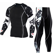 Load image into Gallery viewer, Compression Sportswear Suit Mens Skinny Long sleeve T-shirt Leggings Fitness Workout Rashguard  MMA Tee Tops Tight Pants