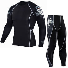 Load image into Gallery viewer, Compression Sportswear Suit Mens Skinny Long sleeve T-shirt Leggings Fitness Workout Rashguard  MMA Tee Tops Tight Pants
