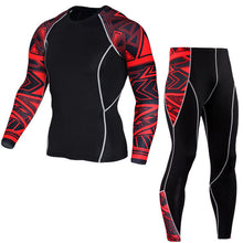 Load image into Gallery viewer, Compression Sportswear Suit Mens Skinny Long sleeve T-shirt Leggings Fitness Workout Rashguard  MMA Tee Tops Tight Pants