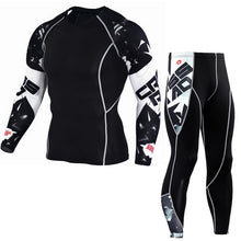 Load image into Gallery viewer, Compression Sportswear Suit Mens Skinny Long sleeve T-shirt Leggings Fitness Workout Rashguard  MMA Tee Tops Tight Pants