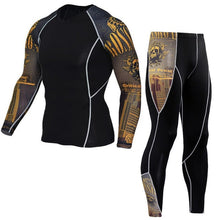 Load image into Gallery viewer, Compression Sportswear Suit Mens Skinny Long sleeve T-shirt Leggings Fitness Workout Rashguard  MMA Tee Tops Tight Pants