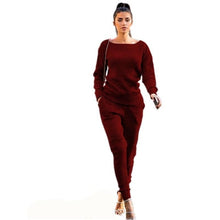 Load image into Gallery viewer, Lossky Women Set knitted suit 2019 Casual Track Suit O-neck Long Sleeve solid Bodycon  women's sports suits spring Autumn Winter