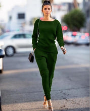Load image into Gallery viewer, Lossky Women Set knitted suit 2019 Casual Track Suit O-neck Long Sleeve solid Bodycon  women's sports suits spring Autumn Winter
