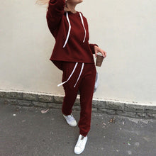 Load image into Gallery viewer, New Hot 2pcs Set Hoodies Loose Hooded Tops  Women Clothing Suits Female Tracksuit Sweatshirt+Solid Long Pants 2 Pieces Sets