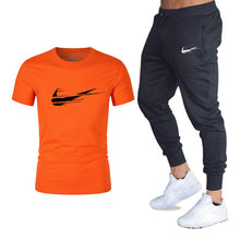 Load image into Gallery viewer, Summer New Tracksuit Men Shorts Casual Men's Sportswear Suit Shorts Brand Clothing Two Pieces Top Tee+Shorts Sweat Suits 2019
