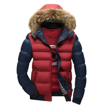 Load image into Gallery viewer, 2019 fashion winter jacket men fur collar hooded men outwear coat classical simple warm parka men spliced jaqueta hombre casacas