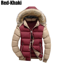 Load image into Gallery viewer, 2019 fashion winter jacket men fur collar hooded men outwear coat classical simple warm parka men spliced jaqueta hombre casacas