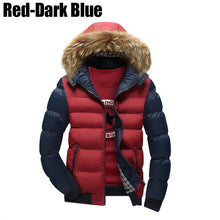 Load image into Gallery viewer, 2019 fashion winter jacket men fur collar hooded men outwear coat classical simple warm parka men spliced jaqueta hombre casacas
