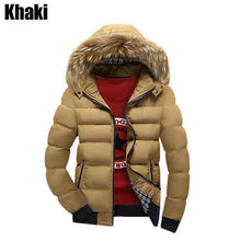 Load image into Gallery viewer, 2019 fashion winter jacket men fur collar hooded men outwear coat classical simple warm parka men spliced jaqueta hombre casacas