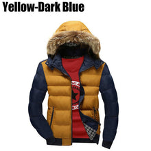 Load image into Gallery viewer, 2019 fashion winter jacket men fur collar hooded men outwear coat classical simple warm parka men spliced jaqueta hombre casacas