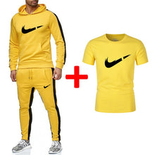 Load image into Gallery viewer, Brand New Men Sets Fashion Autumn winter Sporting Suit Hoodies+Sweatpants+T shirts 3 Pieces Sets Slim Tracksuit Brand clothing