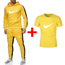 Load image into Gallery viewer, Brand New Men Sets Fashion Autumn winter Sporting Suit Hoodies+Sweatpants+T shirts 3 Pieces Sets Slim Tracksuit Brand clothing