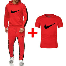 Load image into Gallery viewer, Brand New Men Sets Fashion Autumn winter Sporting Suit Hoodies+Sweatpants+T shirts 3 Pieces Sets Slim Tracksuit Brand clothing
