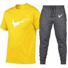 Load image into Gallery viewer, Men's Sets T Shirts+pants Two Pieces Sets Casual Tracksuit Men/Women New Fashion printing suits sportwear Gyms Fitness trousers