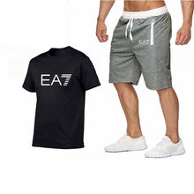 Load image into Gallery viewer, 2019 Train Graphic Series Print Fashion For Men New EA7 white Short Sleeve Men Tracksuits Set Male T-shirt fashion Clothing