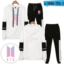 Load image into Gallery viewer, Bangtan Boys Print Casual Popular long sleeve hood+trousers Set Hoodies Women/Men Sweatshirt fashion  Streetwear Plus size 4XL