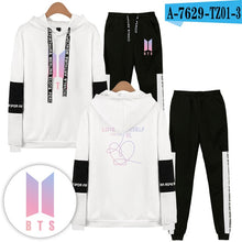 Load image into Gallery viewer, Bangtan Boys Print Casual Popular long sleeve hood+trousers Set Hoodies Women/Men Sweatshirt fashion  Streetwear Plus size 4XL