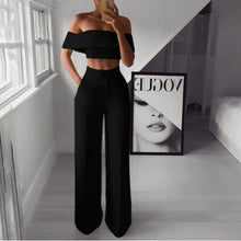Load image into Gallery viewer, Summer Style 2PCS Off Shoulder Crop Top Straight Pants Set for Women 2019 Sexy Outfit Yellow White Pink Black Two Piece Set Suit