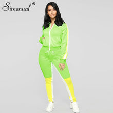 Load image into Gallery viewer, Simenual Sporty Patchwork Women Matching Sets Autumn Active Wear Workout 2 Piece Outfits Zipper Long Sleeve Casual Fashion Set