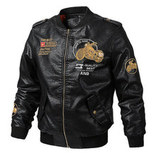 Load image into Gallery viewer, AKSR Men Fashion Autumn Bomber Jackets Leather Jacket men Plus Size Embroidery Motorcycle Jacket Casual PU Leather Coat for Men
