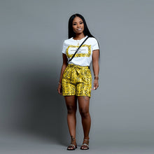 Load image into Gallery viewer, S3618 Hot Sale Casual Snake Short Sleeve Top T-Shirt + Straight Short Hot Pants Two Piece Set Women Fashion Set