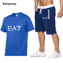 Load image into Gallery viewer, Summer Set Print EA7 Men Short + t-Shirt Vacation Suit Slim Fit Sets Summer Fitness Streetwear Tracksuit Clothes Mens