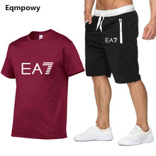 Load image into Gallery viewer, Summer Set Print EA7 Men Short + t-Shirt Vacation Suit Slim Fit Sets Summer Fitness Streetwear Tracksuit Clothes Mens