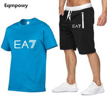 Load image into Gallery viewer, Summer Set Print EA7 Men Short + t-Shirt Vacation Suit Slim Fit Sets Summer Fitness Streetwear Tracksuit Clothes Mens