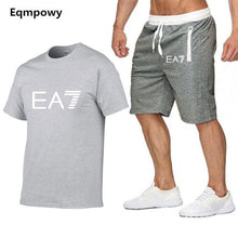 Load image into Gallery viewer, Summer Set Print EA7 Men Short + t-Shirt Vacation Suit Slim Fit Sets Summer Fitness Streetwear Tracksuit Clothes Mens