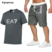 Load image into Gallery viewer, Summer Set Print EA7 Men Short + t-Shirt Vacation Suit Slim Fit Sets Summer Fitness Streetwear Tracksuit Clothes Mens