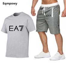 Load image into Gallery viewer, Summer Set Print EA7 Men Short + t-Shirt Vacation Suit Slim Fit Sets Summer Fitness Streetwear Tracksuit Clothes Mens