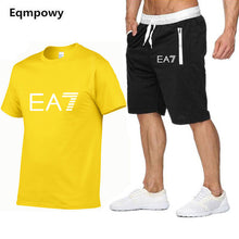 Load image into Gallery viewer, Summer Set Print EA7 Men Short + t-Shirt Vacation Suit Slim Fit Sets Summer Fitness Streetwear Tracksuit Clothes Mens
