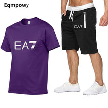 Load image into Gallery viewer, Summer Set Print EA7 Men Short + t-Shirt Vacation Suit Slim Fit Sets Summer Fitness Streetwear Tracksuit Clothes Mens