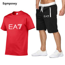Load image into Gallery viewer, Summer Set Print EA7 Men Short + t-Shirt Vacation Suit Slim Fit Sets Summer Fitness Streetwear Tracksuit Clothes Mens