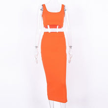 Load image into Gallery viewer, women ribbed knit two piece set long skirt crop tank top sexy elegant festival matching co ord clothes party 2019 summer outfits