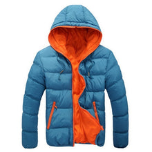 Load image into Gallery viewer, Oeak 2019 Men Winter Casual Hooded parka Thick Padded Jacket Zipper Slim Men And Women Coats Men Parka Outwear Warm Candy Color