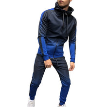Load image into Gallery viewer, 2019  Gradient Sportswear Men Outwear Set Zipper Hooded Casual Sweatshirt Striped 2 Pieces Sets Jacket+Pants