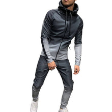 Load image into Gallery viewer, 2019  Gradient Sportswear Men Outwear Set Zipper Hooded Casual Sweatshirt Striped 2 Pieces Sets Jacket+Pants