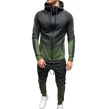 Load image into Gallery viewer, 2019  Gradient Sportswear Men Outwear Set Zipper Hooded Casual Sweatshirt Striped 2 Pieces Sets Jacket+Pants