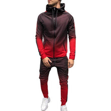 Load image into Gallery viewer, 2019  Gradient Sportswear Men Outwear Set Zipper Hooded Casual Sweatshirt Striped 2 Pieces Sets Jacket+Pants