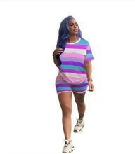 Load image into Gallery viewer, RAISEVERN Women Letters Print 2 Piece Sets Summer Short Sleeve Top And Shorts Set Track Suit Casual Two Pieces Outfits Tracksuit