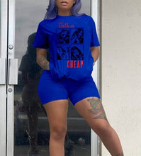Load image into Gallery viewer, RAISEVERN Women Letters Print 2 Piece Sets Summer Short Sleeve Top And Shorts Set Track Suit Casual Two Pieces Outfits Tracksuit