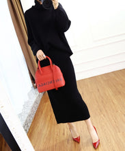 Load image into Gallery viewer, High collar cashmere sweater Korean version of the loose sweater women's knitted two-piece suit bag hip skirt