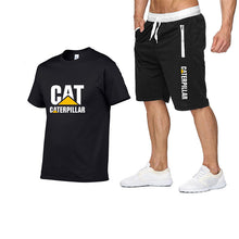 Load image into Gallery viewer, 2019 new men's T-shirt printing cat caterpillar logo short-sleeved men's T-shirt + pants summer fashion men's sports suit