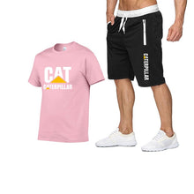 Load image into Gallery viewer, 2019 new men's T-shirt printing cat caterpillar logo short-sleeved men's T-shirt + pants summer fashion men's sports suit