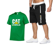 Load image into Gallery viewer, 2019 new men's T-shirt printing cat caterpillar logo short-sleeved men's T-shirt + pants summer fashion men's sports suit
