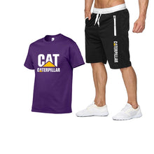 Load image into Gallery viewer, 2019 new men's T-shirt printing cat caterpillar logo short-sleeved men's T-shirt + pants summer fashion men's sports suit