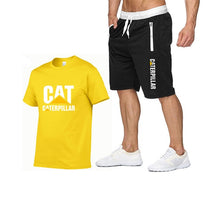 Load image into Gallery viewer, 2019 new men's T-shirt printing cat caterpillar logo short-sleeved men's T-shirt + pants summer fashion men's sports suit