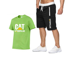 Load image into Gallery viewer, 2019 new men's T-shirt printing cat caterpillar logo short-sleeved men's T-shirt + pants summer fashion men's sports suit