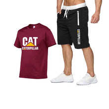 Load image into Gallery viewer, 2019 new men's T-shirt printing cat caterpillar logo short-sleeved men's T-shirt + pants summer fashion men's sports suit